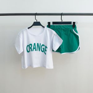 رنگ سبز ست تیشرت و شورتک پرتقال ORANGE کد:14-20