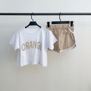 رنگ کرم ست تیشرت و شورتک پرتقال ORANGE کد:14-20
